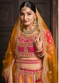 Mustard Yellow Zari Embroidered Lehenga Choli - Indian Paridhan 