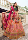 Peach Heavy Embroidered Wedding Lehenga Choli - Indian Paridhan 