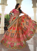 Multicolor Embroidered Lehenga Choli In Silk - Indian Paridhan 