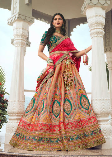 Multicolor Embroidered Wedding Lehenga Choli