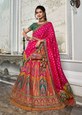 Rani Pink Embroidered Banarasi Silk Bridal Lehenga - Indian Paridhan 