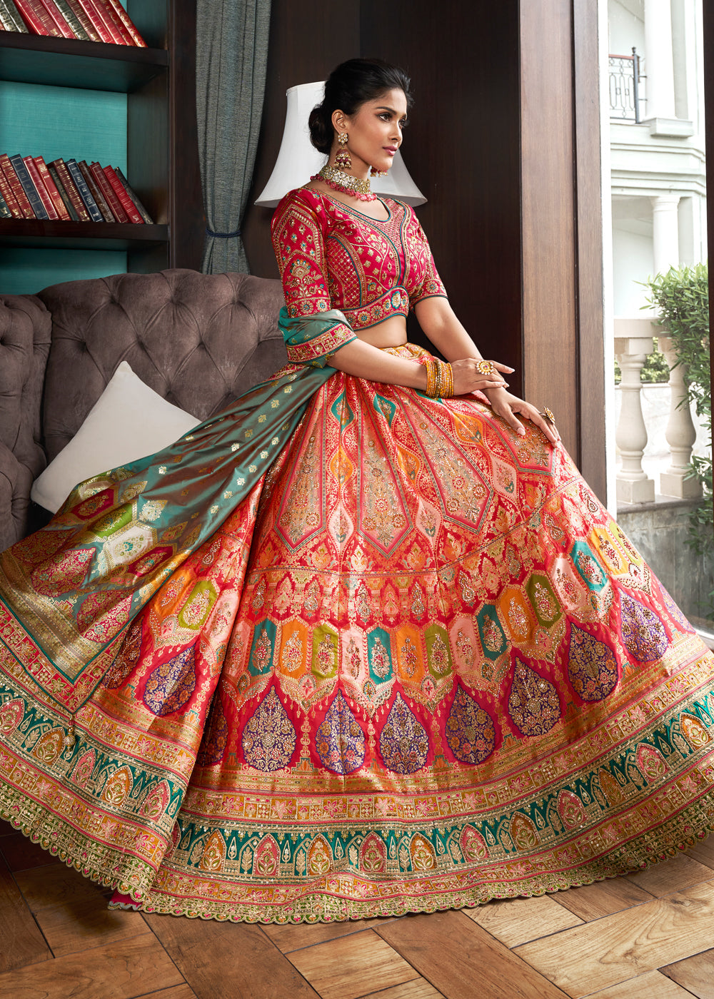 Pink Zari Silk Embroidered Bridal Lehenga Choli - Indian Paridhan 