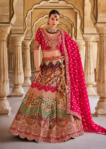 Multicolor Heavy Work Banarasi Silk Lehenga Choli