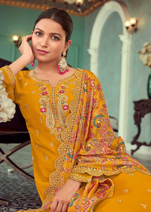 Mustard Yellow Georgette Palazzo Suit