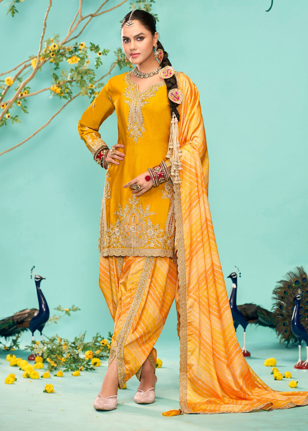 Yellow Heavy Embroidered Punjabi Salwar Suit