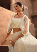 White Thread Embroidered Designer Lehenga Choli - Indian Paridhan 