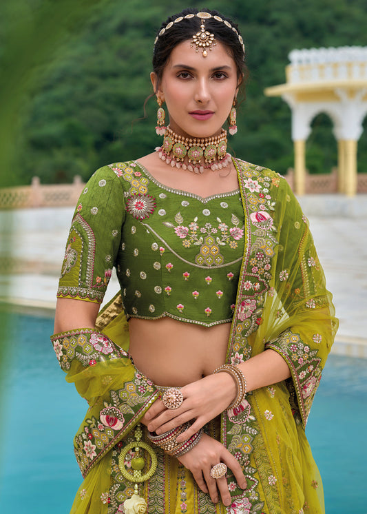 Green Bridesmaid Lehenga Choli In Heavy Embroidery