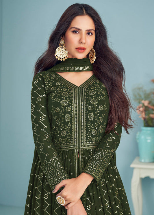 Dark Green Anarkali Salwar Suit