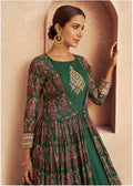 Green Chinon Silk Printed Anarkali Salwar Suit - Indian Paridhan 