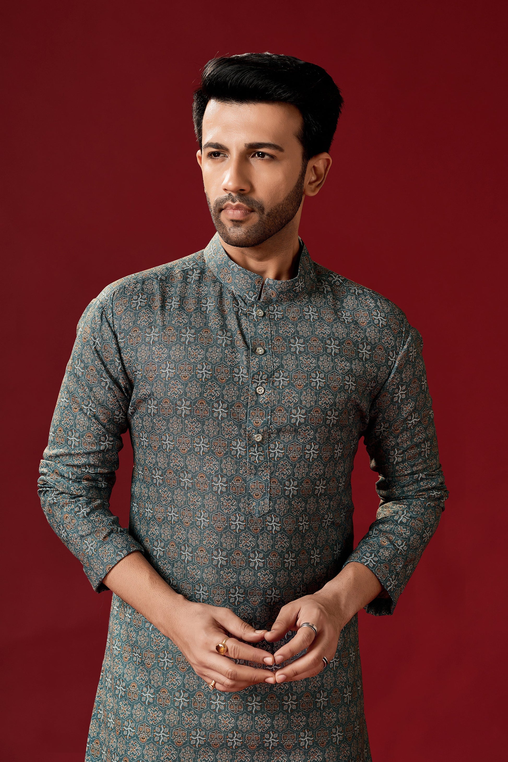 Grey Cotton Kurta Pyjama For Men - Indian Paridhan 