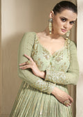 Green Embroidered Anarkali Salwar Suit - Indian Paridhan 