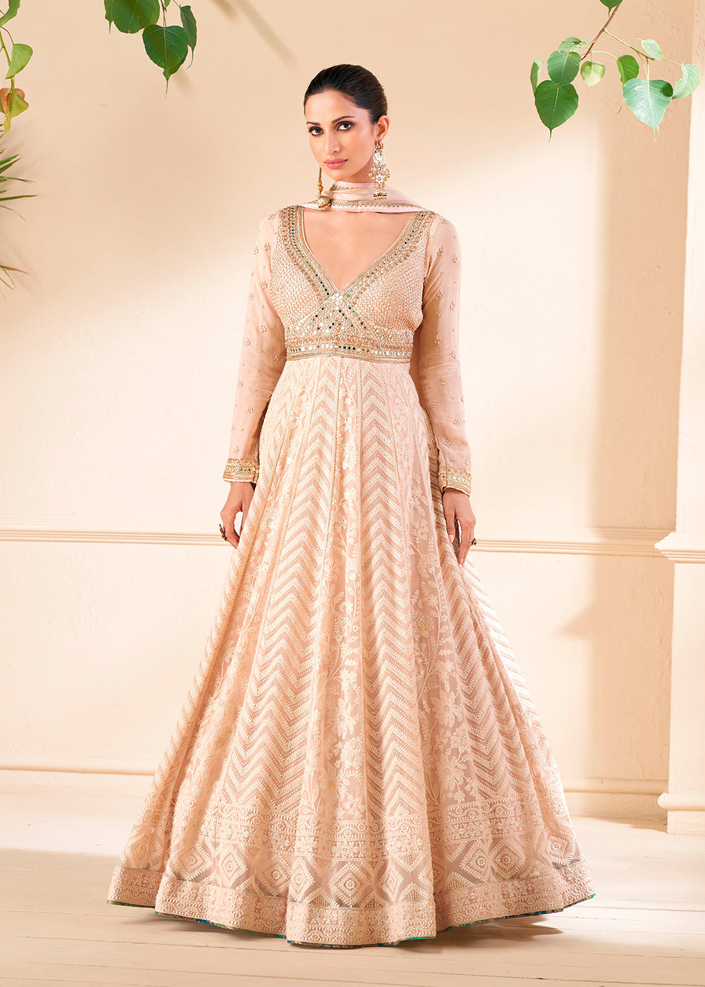 Peach Georgette Indian Anarkali Salwar Suit