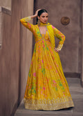 Yellow Embroidered Indian Anarkali Salwar Suit - Indian Paridhan 