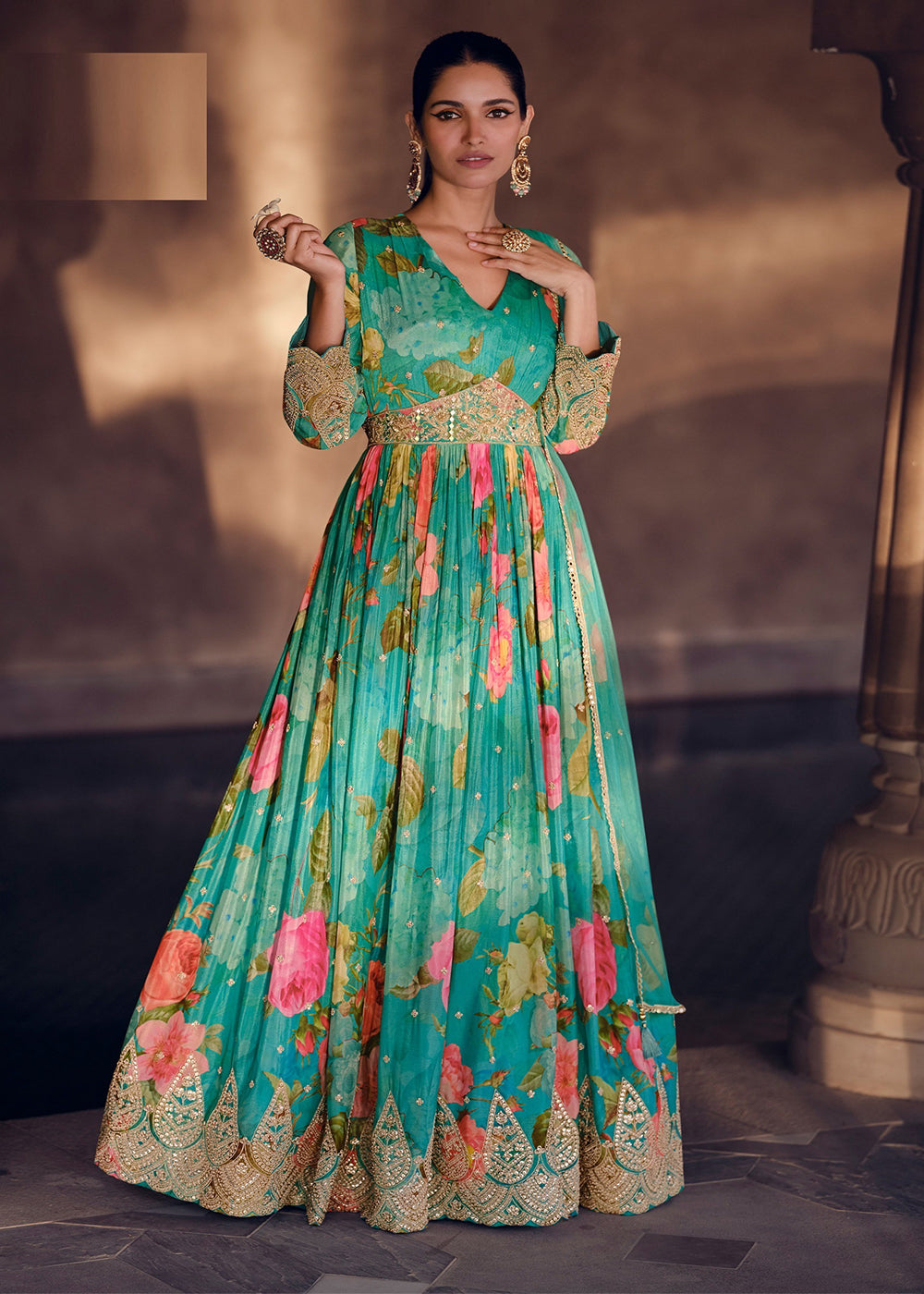 Sky Blue Embroidered Anarkali Salwar Suit