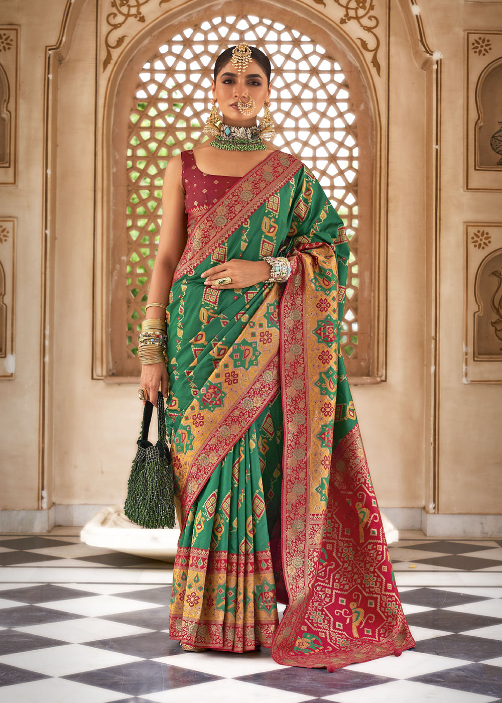 Green Zari Woven Silk Saree With Blouse