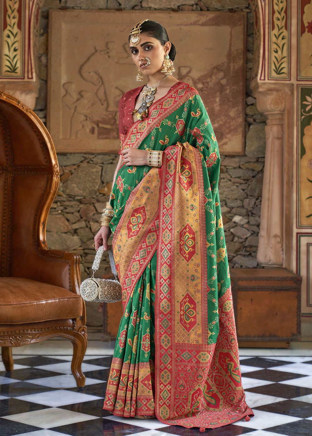 Green Zari Silk Woven Silk Saree With Blouse - Indian Paridhan 