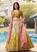 Yellow Zari Embroidered Organza Lehenga Choli - Indian Paridhan 