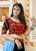 Black Navratri Lehenga Choli In Mirror Work - Indian Paridhan 