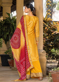 Yellow Bandhani Printed Chinon Palazzo Suit - Indian Paridhan 