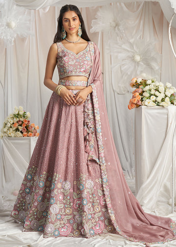 Pink Embroidered Traditional Lehenga Choli