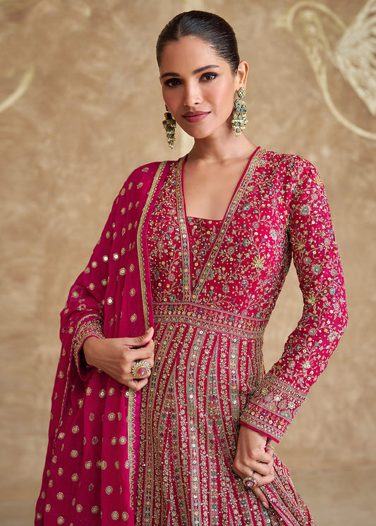 Pink Heavy Embroidered Anarkali Suit