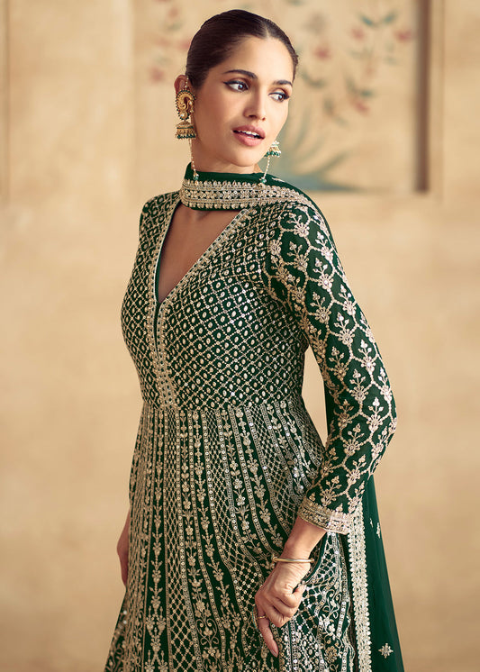 Green Heavy Sequin Embroidered Anarkali Suit